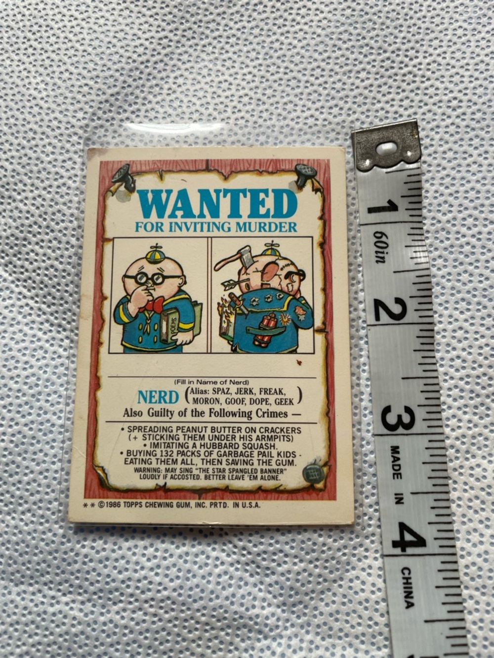 1986 collectors card